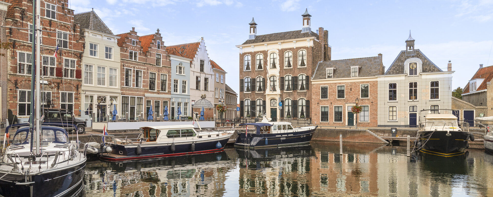 Picturesque harbor in the Dutch historic town of Goes in the province of Zeeland.