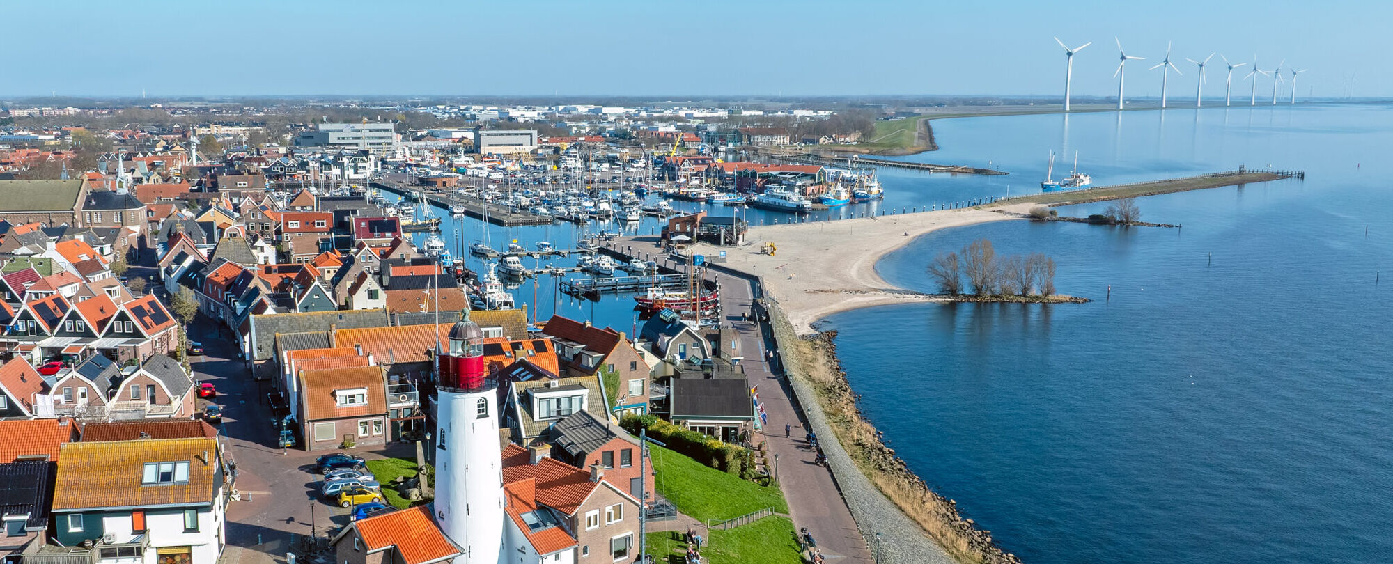 Aerial from the historical town Urk at the IJsselmeer in the Netherlands
