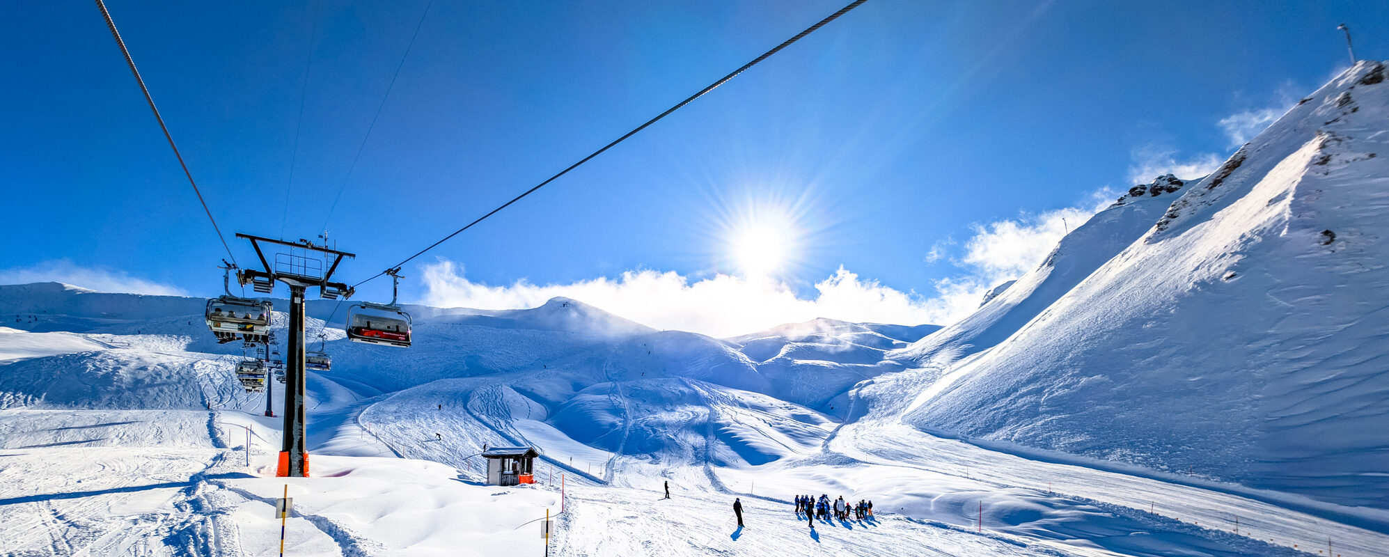 Ski slopes and mountains, Melchsee-Frutt mountain resort village, Switzerland